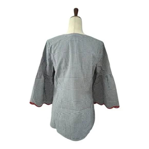 Oprah Magazine NWOT For Talbots Popover Shirt Wome's Ladybug Black Gingham Top S - Picture 13 of 14